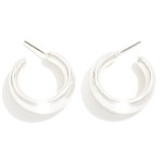 Wholesale simple Metal Tapered Hoop Earrings Hypoallergenic Titanium Post D