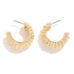 Wholesale chunky Ridged Metal Drop Hoop Earrings D Hypoallergenic Brass Base