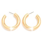 Wholesale simple Metal Rounded Hoop Earrings Hypoallergenic Titanium Post D