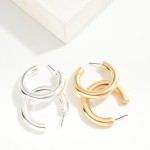 Wholesale simple Metal Rounded Hoop Earrings Hypoallergenic Titanium Post D