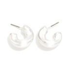 Wholesale metal Puffed Hoop Earrings Hypoallergenic Titanium Post D