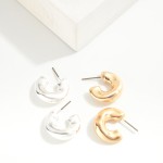Wholesale metal Puffed Hoop Earrings Hypoallergenic Titanium Post D