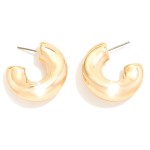 Wholesale metal Puffed Hoop Earrings Hypoallergenic Titanium Post D