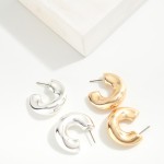 Wholesale metal Puffed Hoop Earrings Hypoallergenic Titanium Post D