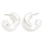 Wholesale metal Puffed Hoop Earrings Hypoallergenic Titanium Post D