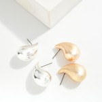 Wholesale textured Metal Teardrop Post Drop Earrings Hypoallergenic Titanium Pos