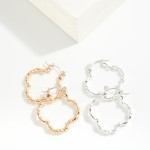 Metal Tone Bamboo Clover Hoop Earrings 

- Approximately 1" D
- Hypoallergenic Brass Base 