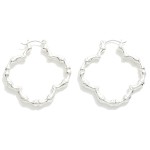 Metal Tone Bamboo Clover Hoop Earrings 

- Approximately 1.5" D
- Hypoallergenic Brass Base 