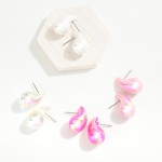 Wholesale iridescent Teardrop Post Drop Earrings Hypoallergenic Titanium Post L