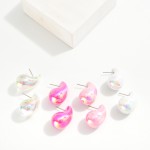 Wholesale iridescent Teardrop Post Drop Earrings Hypoallergenic Titanium Posts L