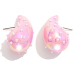 Wholesale puffy Pearlescent Teardrop Earrings Pearl Details L Hypoallergenic Bra