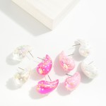 Wholesale puffy Pearlescent Teardrop Earrings Pearl Details L Hypoallergenic Bra
