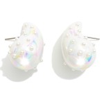 Wholesale puffy Pearlescent Teardrop Earrings Pearl Details L Hypoallergenic Bra