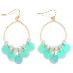 Wholesale beaded Metal Wire Hoop Drop Earrings Sequin Tassel Details Hypoallerge