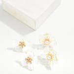 Wholesale iridescent Flower Oversized Stud Earrings Pearl Hypoallergenic Titaniu