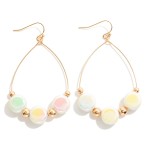 Wholesale metal Wire Teardrop Earrings Pearlescent Gold Beads Hypoallergenic Bra