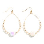 Wholesale metal Wire Teardrop Earrings Faceted Beads Pearlescent Bead Hypoallerg