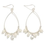 Wholesale metal Beaded Wire Loop Drop Earrings Pearl Dimpled Metal Charms Hypoal