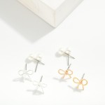 Wholesale earring Set Dainty Metal Bow Pearl Stud Earrings Hypoallergenic Titani