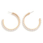 Wholesale pearl Studded Hoop Earrings D