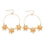 Wholesale metal Wire Half Hoop Drop Earrings Linked Metal Rhinestone Flower Chai