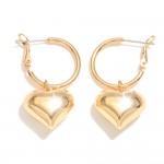 Wholesale gold Hoop Earrings Heart Charm L Hoop D