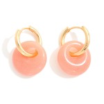 Wholesale huggie Hoop Earrings Glass Disc Charms L