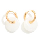Wholesale huggie Hoop Earrings Glass Disc Charms L