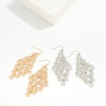 Wholesale metal Linked Flower Tassel Earrings Rhinestone Charm Details L