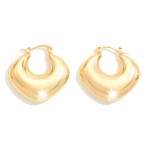 Wholesale metal Squared Puffy Hoop Earrings D