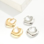 Wholesale metal Squared Puffy Hoop Earrings D