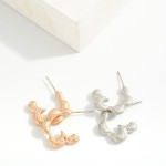 Wholesale textured Metal Flower Outline Hoop Earrings D