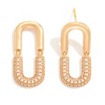 Wholesale linked Cubic Zirconia Pave Arches Post Drop Earrings L