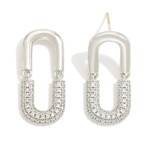Wholesale linked Cubic Zirconia Pave Arches Post Drop Earrings L