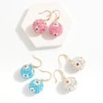 Wholesale rhinestone Flowers Studded Ball Drop Earrings L