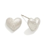 Wholesale dainty Textured Metal Heart Stud Earrings W