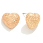 Wholesale textured Metal Heart Stud Earrings W