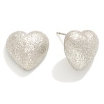 Wholesale textured Metal Heart Stud Earrings W