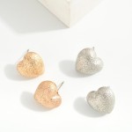 Wholesale textured Metal Heart Stud Earrings W
