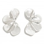 Metal Tone Flower Petal Drop Earrings 

- Approximately 1.75" L