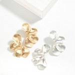 Metal Tone Flower Petal Drop Earrings 

- Approximately 1.75" L