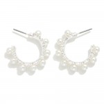 Wholesale pearl Studded Metal Hoop Earrings D