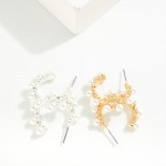 Wholesale pearl Studded Metal Hoop Earrings D