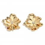 Metal Tone Flower Stud Earrings

- Approximately 1" L