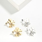 Metal Tone Flower Stud Earrings

- Approximately 1" L