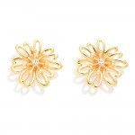 Hollow Metal Tone Flower Stud Earrings 

- Approximately .75" D