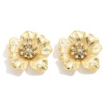 Wholesale metal Flower Post Drop Earrings L