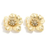 Wholesale metal Flower Post Drop Earrings L