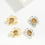 Wholesale metal Flower Post Drop Earrings L