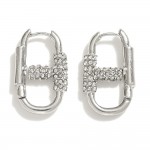 Wholesale carabiner Huggie Hoop Earrings Rhinestone Accents D